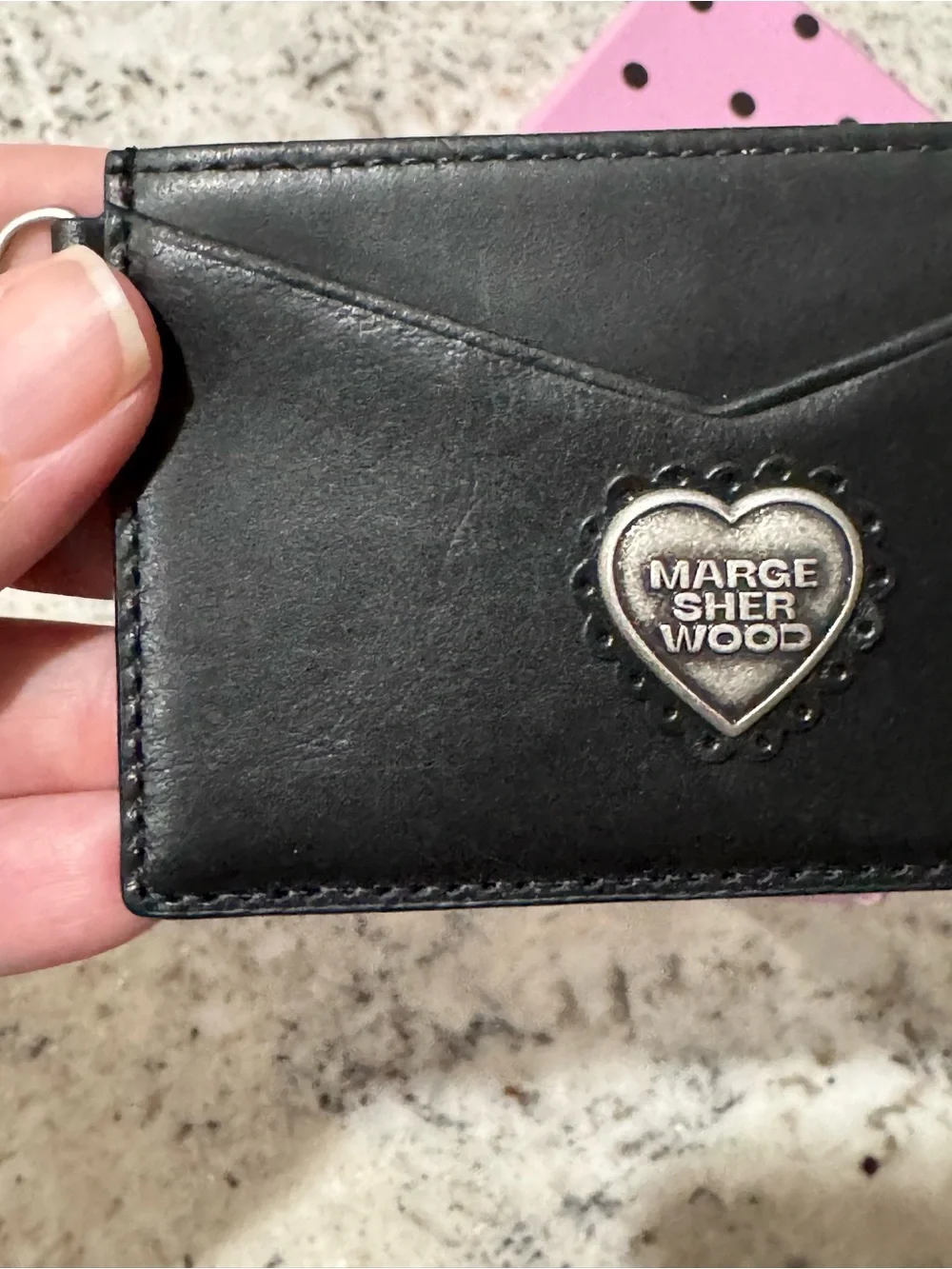 Marge Sherwood Peanuts Black Leather Card Holder